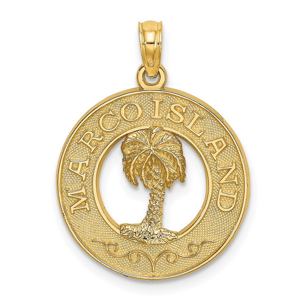 14K Gelbgold MARCO ISLAND Kreis-Charm mit Palme