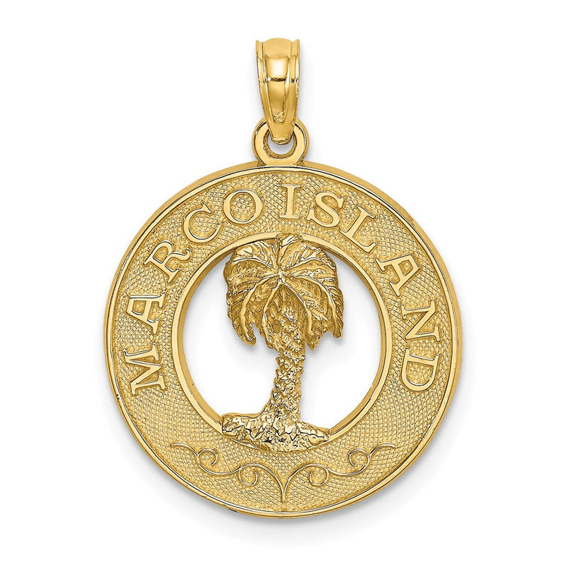 14K Gelbgold MARCO ISLAND Kreis-Charm mit Palme
