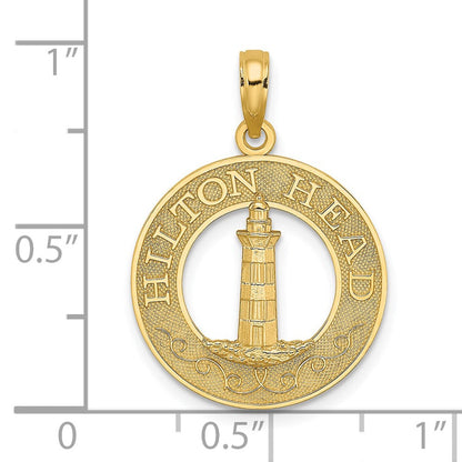 14 Karat Gelbgold HILTON HEAD Leuchtturm Rund-Charm