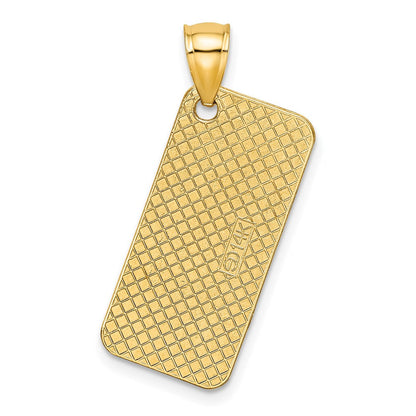 14K Gelbgold Charm "OCEAN CITY NJ" Nummernschild, strukturiert