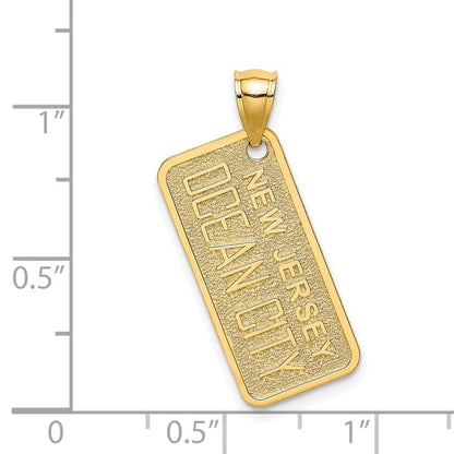 14K Gelbgold Charm "OCEAN CITY NJ" Nummernschild, strukturiert