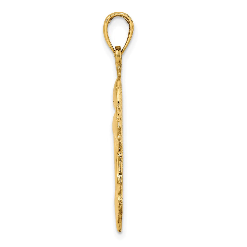 14K Gelbgold 2-D Polierter Doppel-Delfin-Charm