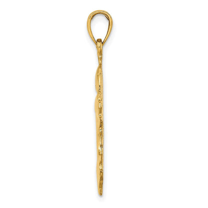 14K Gelbgold 2-D Polierter Doppel-Delfin-Charm
