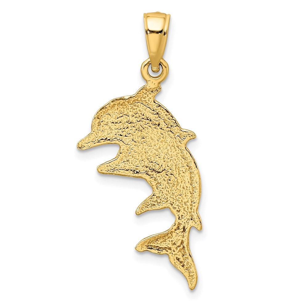 14K Gelbgold 2-D Polierter Doppel-Delfin-Charm
