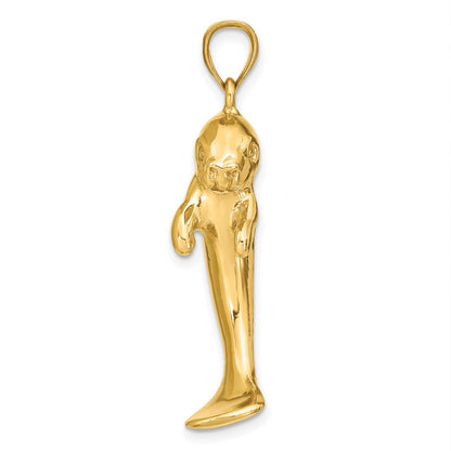 14K Gelbgold 2-D Polierter Einzelner Seekuh-Charm