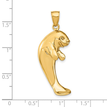14K Gelbgold 2-D Polierter Einzelner Seekuh-Charm