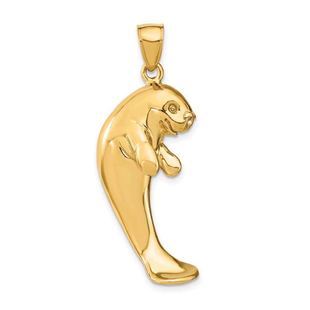 14K Gelbgold 2-D Polierter Einzelner Seekuh-Charm
