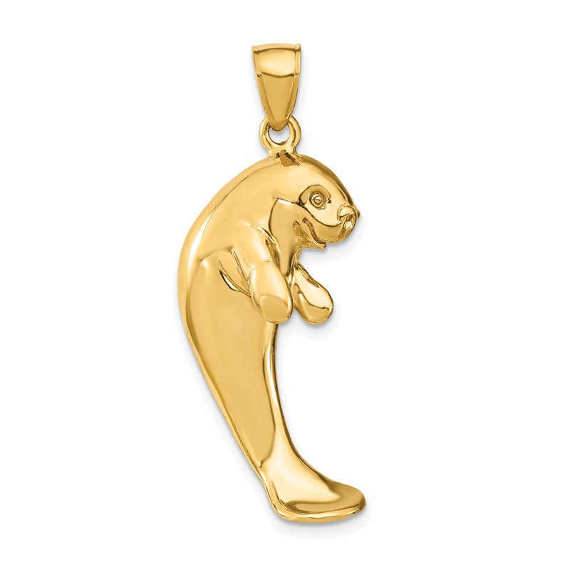 14K Gelbgold 2-D Polierter Einzelner Seekuh-Charm