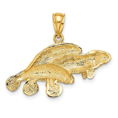 14K Gelbgold 2-D / Poliert Drei Manatis Charm