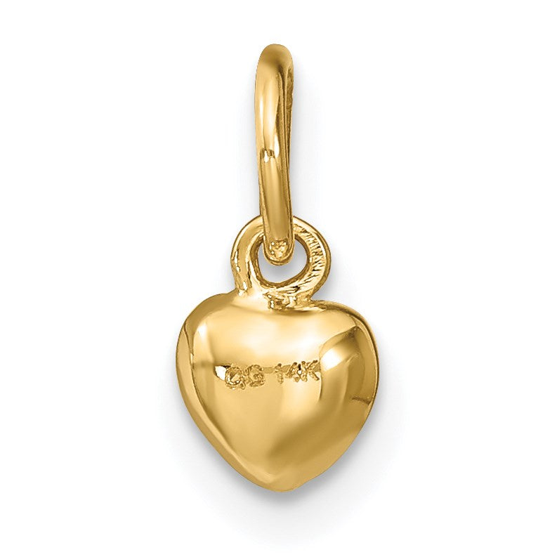 14K Gelbgold Poliert 3-d Gewölbt Herz Charm