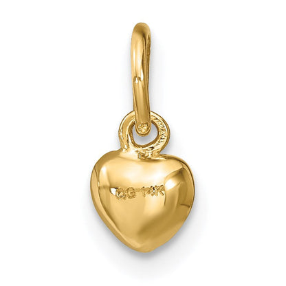 14K Gelbgold Poliert 3-d Gewölbt Herz Charm
