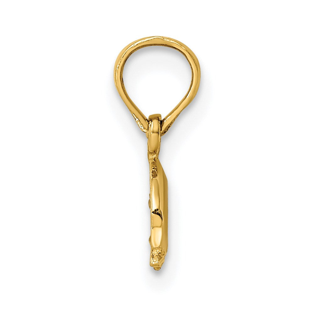 14K Gelbgold 2-d Mini Doppelt Dolphins Swimming Charm