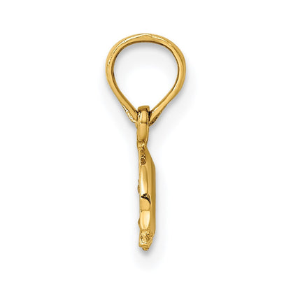 14K Gelbgold 2-d Mini Doppelt Dolphins Swimming Charm