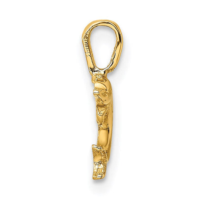14K Gelbgold Mini Springend Delfin mit Fixed Bail Charm