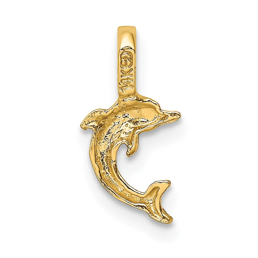 14K Gelbgold Mini Springend Delfin mit Fixed Bail Charm