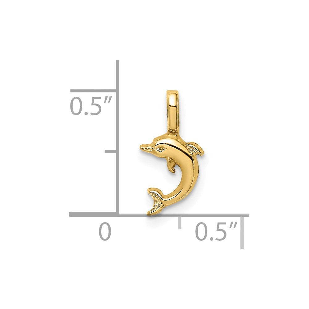 14K Gelbgold Mini Springend Delfin mit Fixed Bail Charm