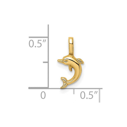 14K Gelbgold Mini Springend Delfin mit Fixed Bail Charm