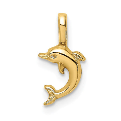 14K Gelbgold Mini Springend Delfin mit Fixed Bail Charm
