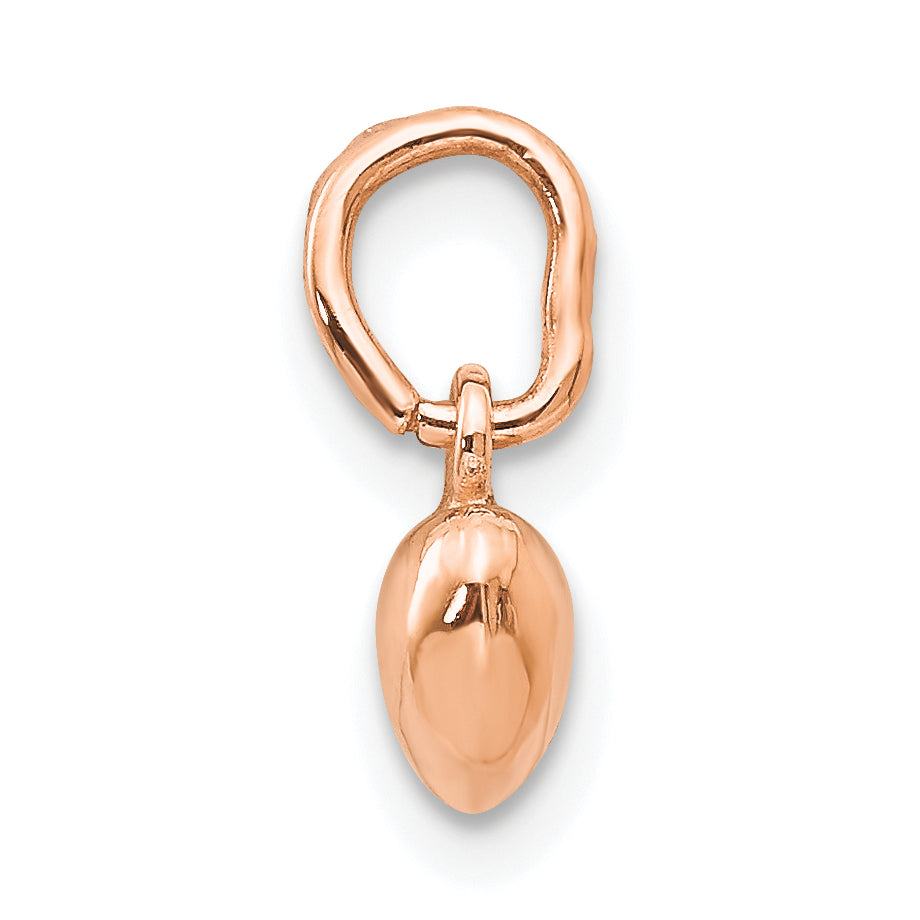 14K Roségold Poliert 3-d Gewölbt Herz Charm