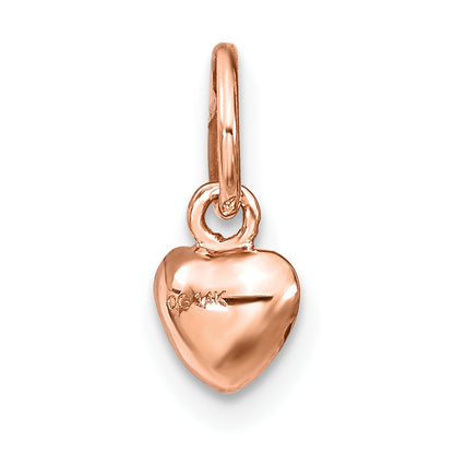 14K Roségold Poliert 3-d Gewölbt Herz Charm