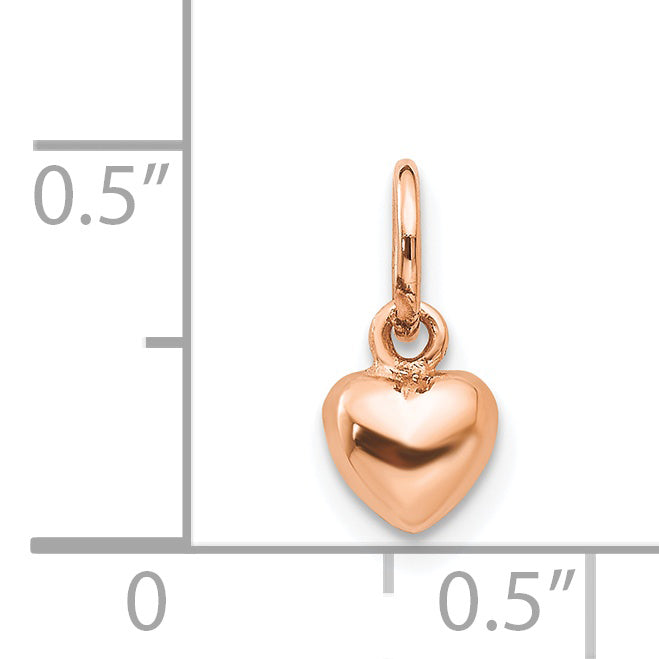 14K Roségold Poliert 3-d Gewölbt Herz Charm