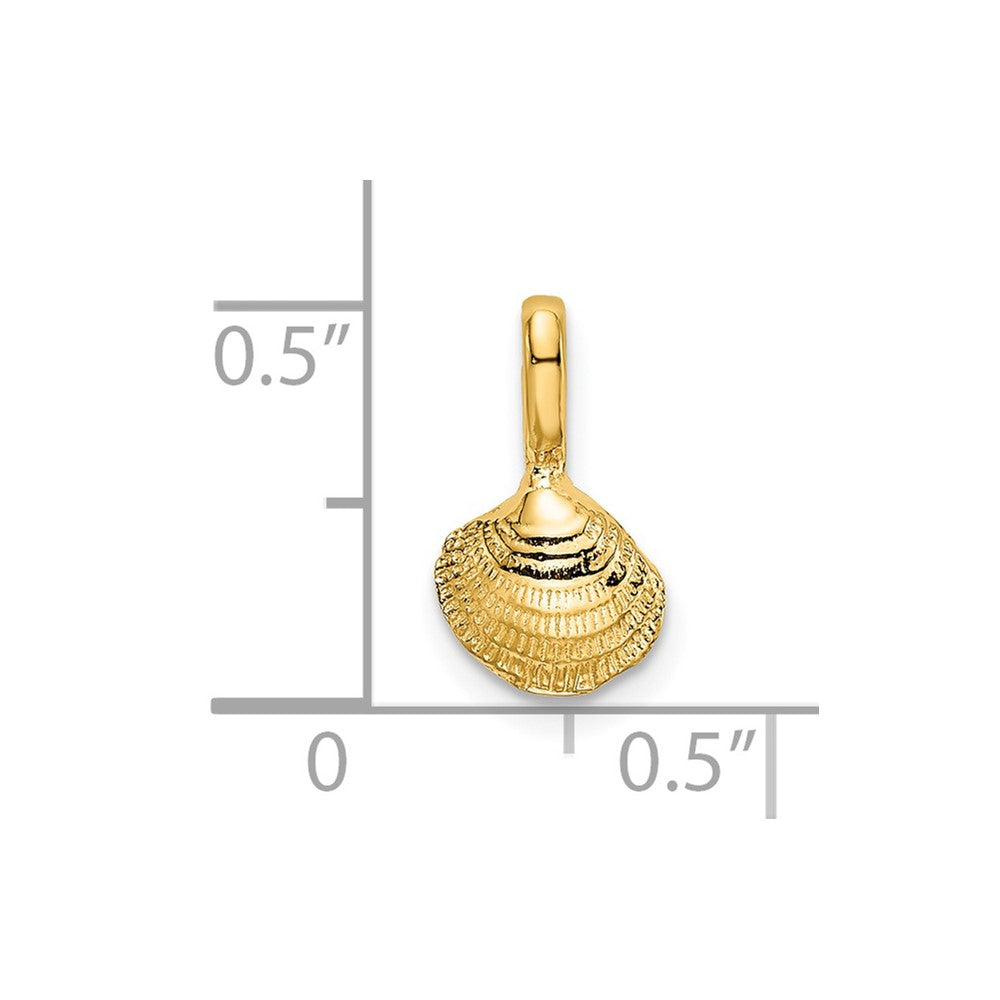 14K Gelbgold Mini Clam Muschel Charm