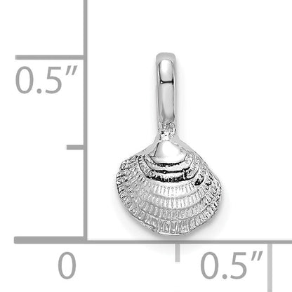 14K Weißgold Mini Clam Muschel Charm