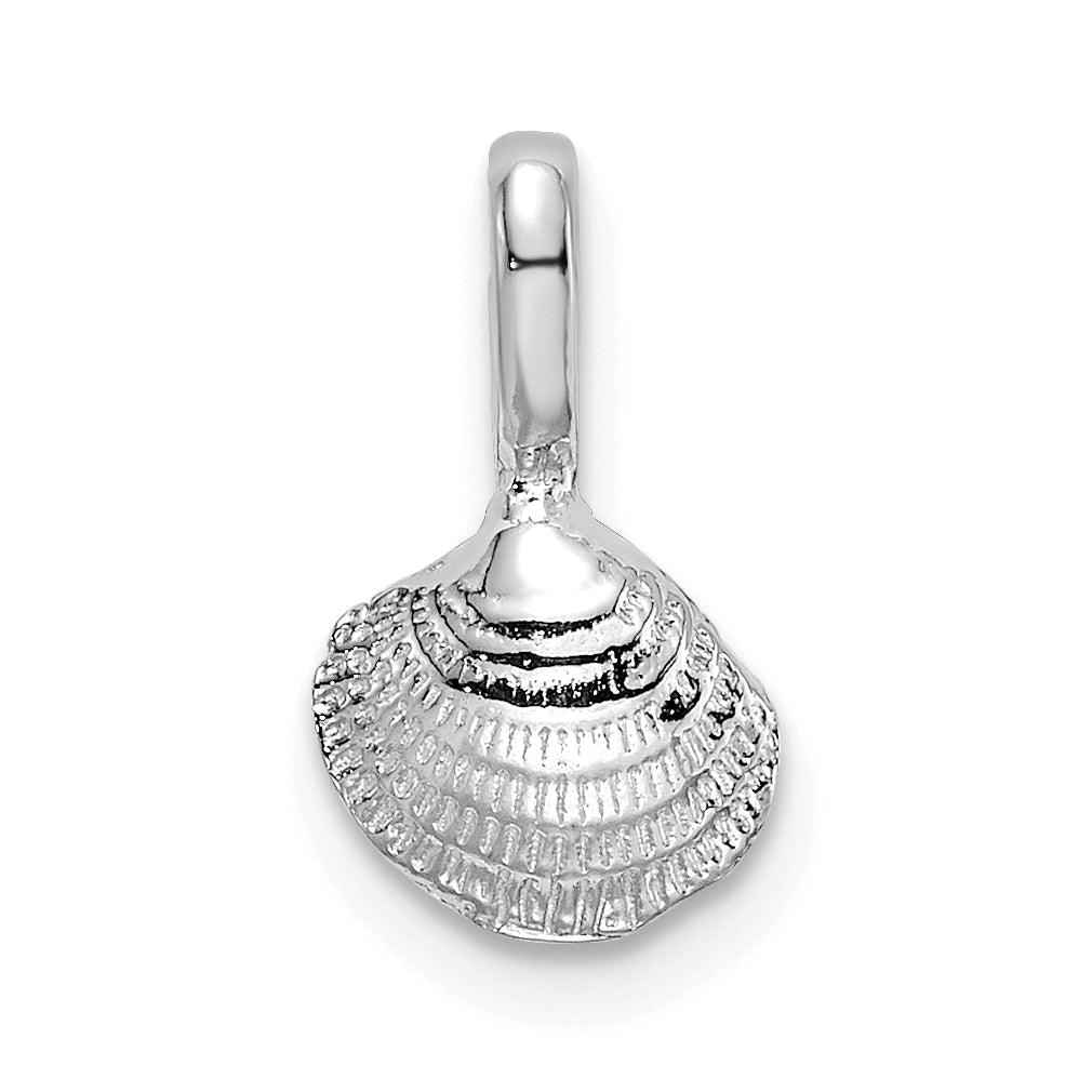 14K Weißgold Mini Clam Muschel Charm