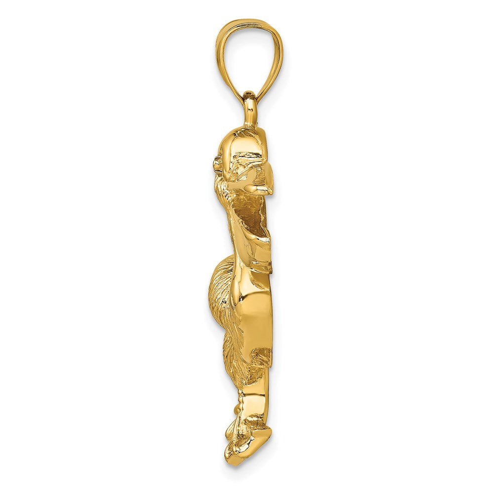 14K Gelbgold Pelikan-Charm mit Struktur