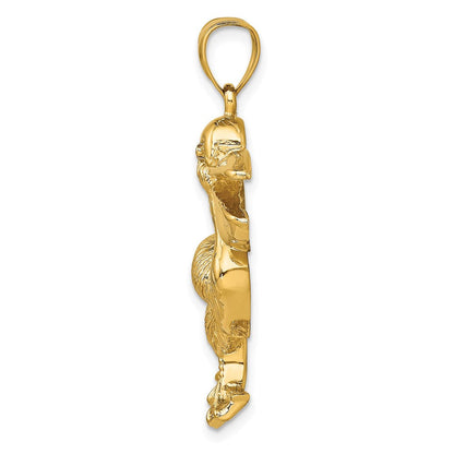 14K Gelbgold Pelikan-Charm mit Struktur