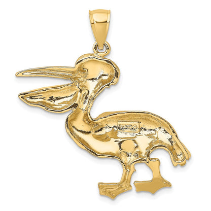 14K Gelbgold Pelikan-Charm mit Struktur