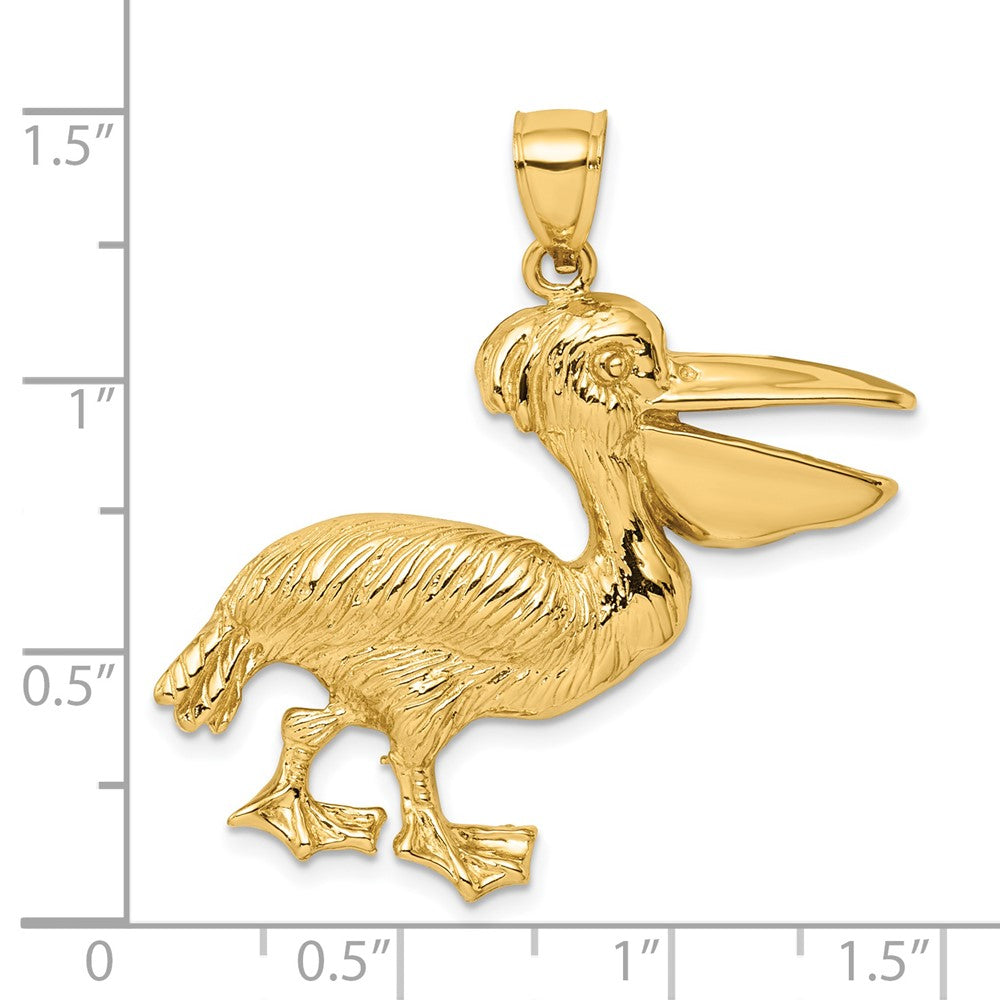 14K Gelbgold Pelikan-Charm mit Struktur
