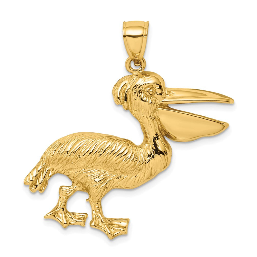 14K Gelbgold Pelikan-Charm mit Struktur