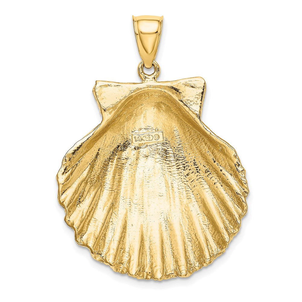 14K Gelbgold Charm gemuschelte Muschelschale mit Struktur** Alternativ, natürlicher formuliert: **14K Gelbgold Charm "Muschel" mit strukturierter Oberfläche