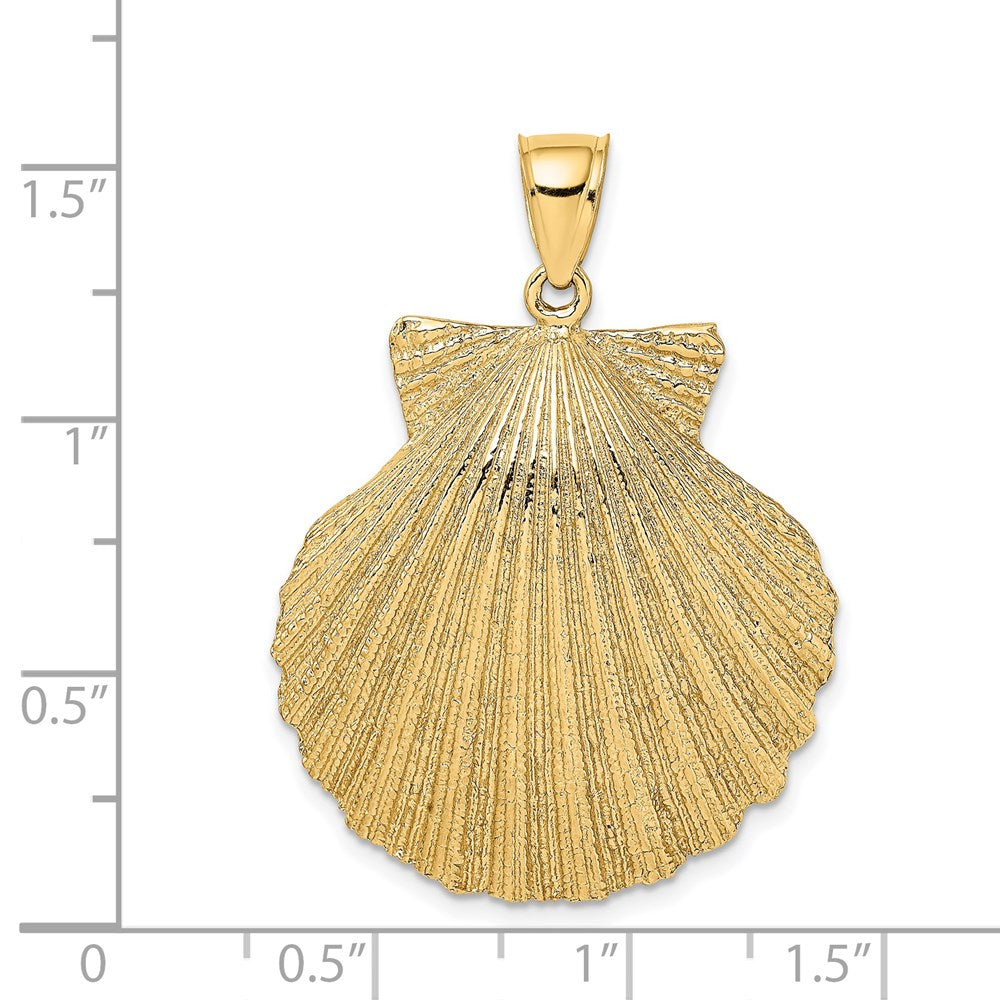 14K Gelbgold Charm gemuschelte Muschelschale mit Struktur** Alternativ, natürlicher formuliert: **14K Gelbgold Charm "Muschel" mit strukturierter Oberfläche
