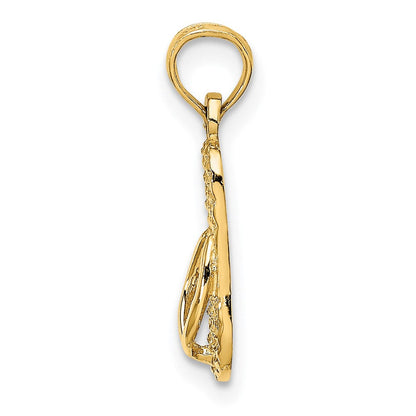 14K Gelbgold 3d Lbi (long Beach Island) Einfach Flip-flop Charm
