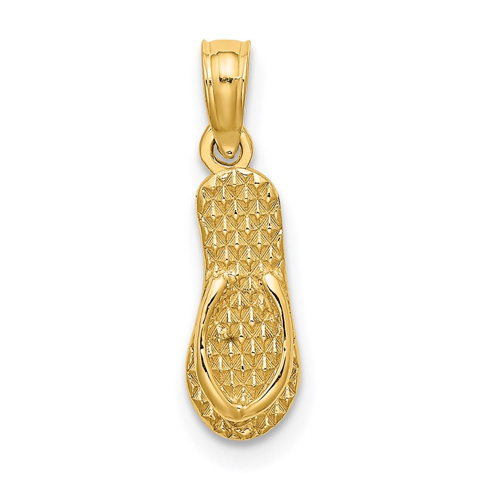 14K Gelbgold 3d Lbi (long Beach Island) Einfach Flip-flop Charm