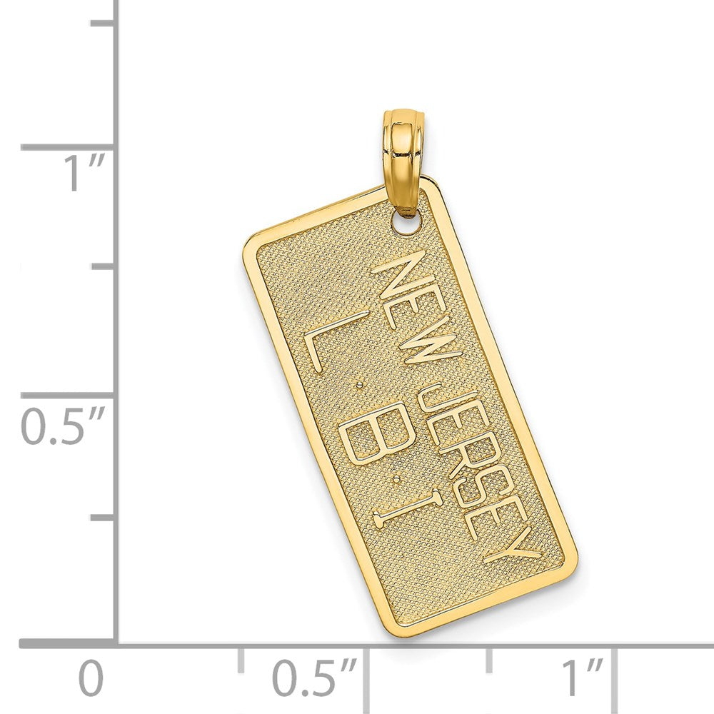 14K Gelbgold Kennzeichen-Charm "NEW JERSEY-LBI" (Long Beach Island)