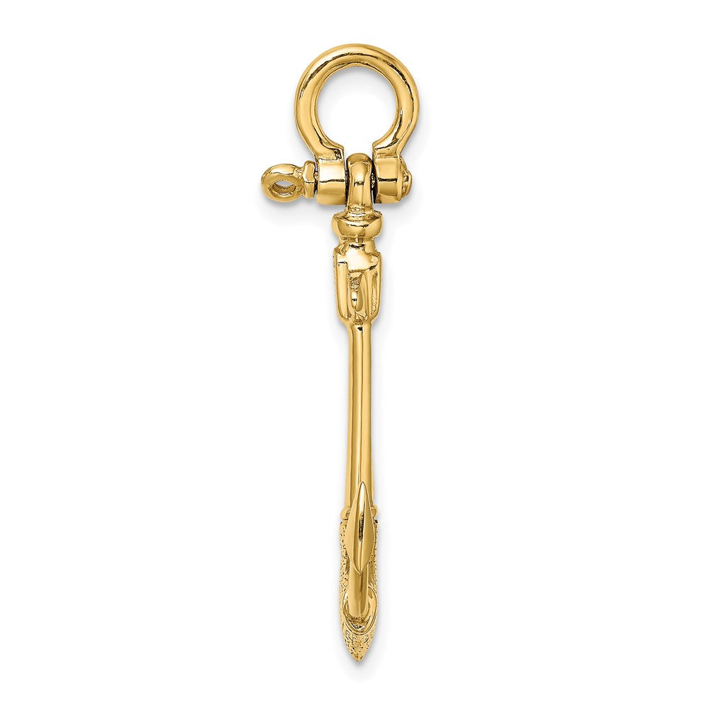 14K Gelbgold 3-D Textur-Anker-Charm