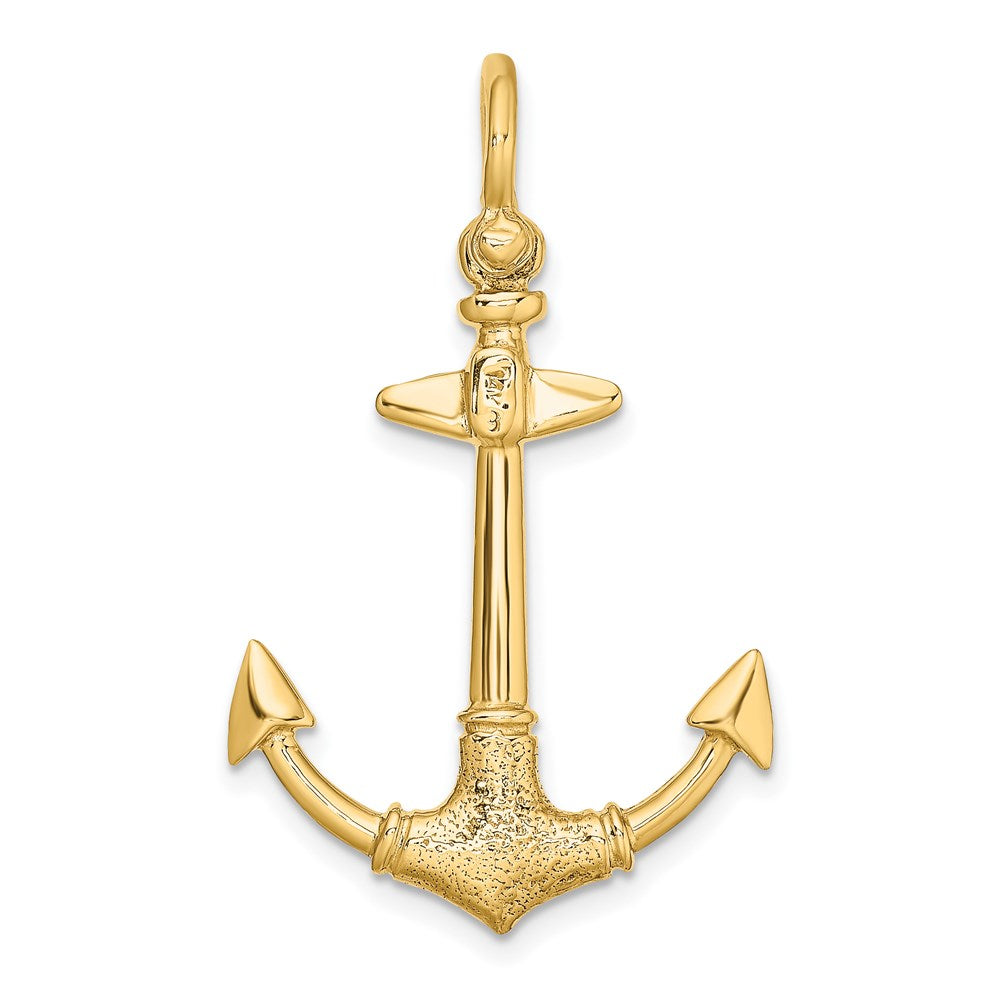 14K Gelbgold 3-D Textur-Anker-Charm