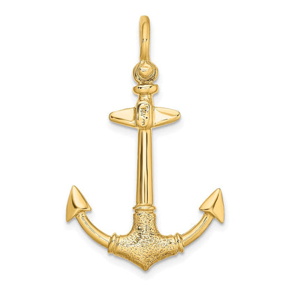 14K Gelbgold 3-D Textur-Anker-Charm