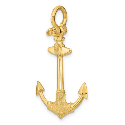 14K Gelbgold 3-D Textur-Anker-Charm