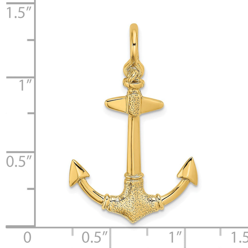 14K Gelbgold 3-D Textur-Anker-Charm