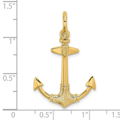 14K Gelbgold 3-D Textur-Anker-Charm