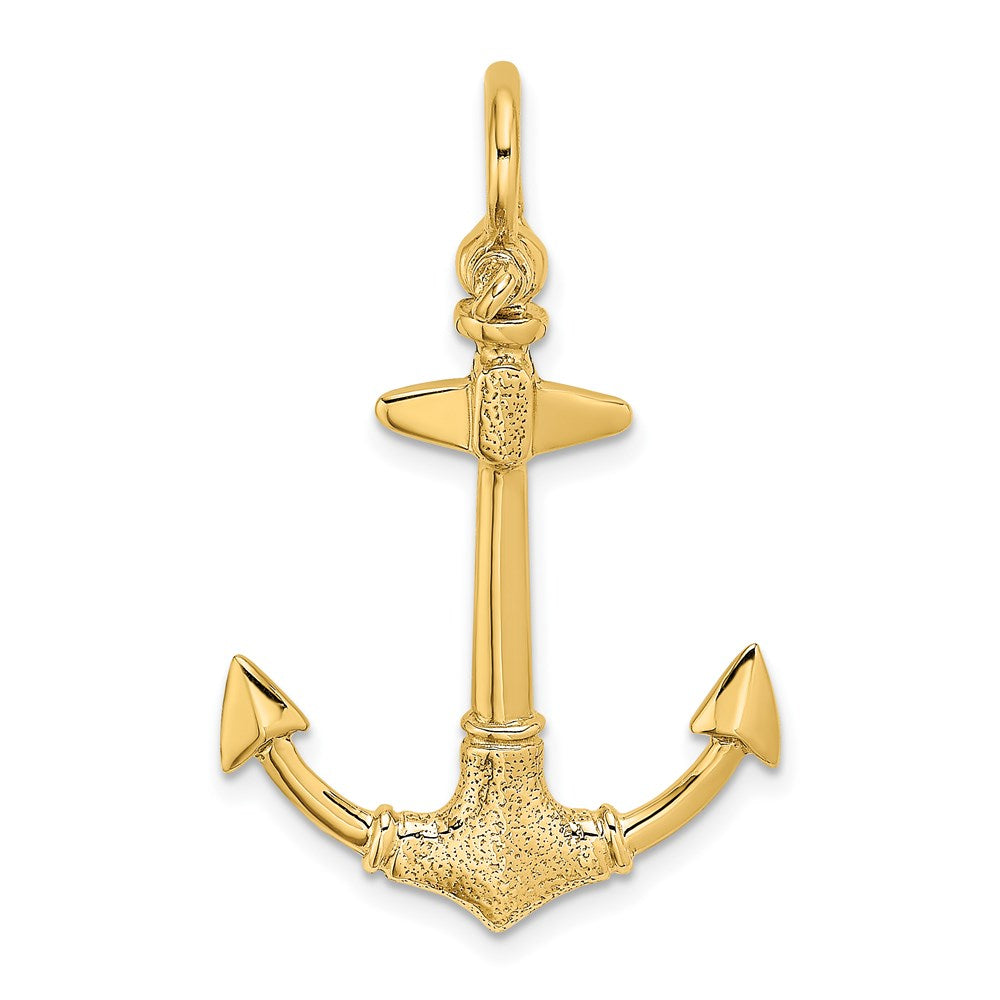 14K Gelbgold 3-D Textur-Anker-Charm