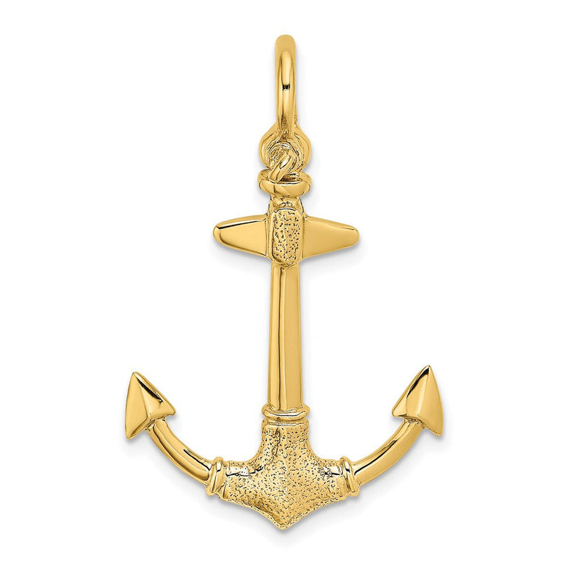 14K Gelbgold 3-D Textur-Anker-Charm