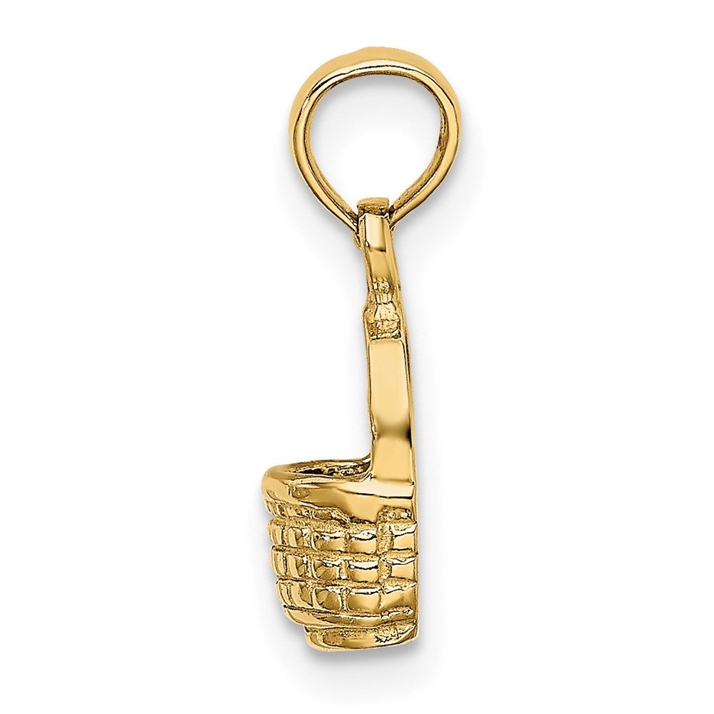 14K Gelbgold 2-d Flach Rückseite Mini Korb Charm