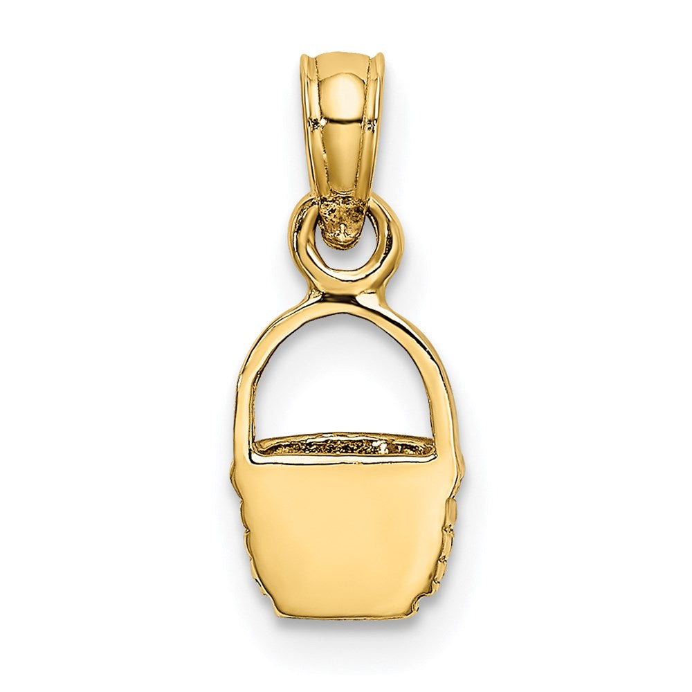 14K Gelbgold 2-d Flach Rückseite Mini Korb Charm