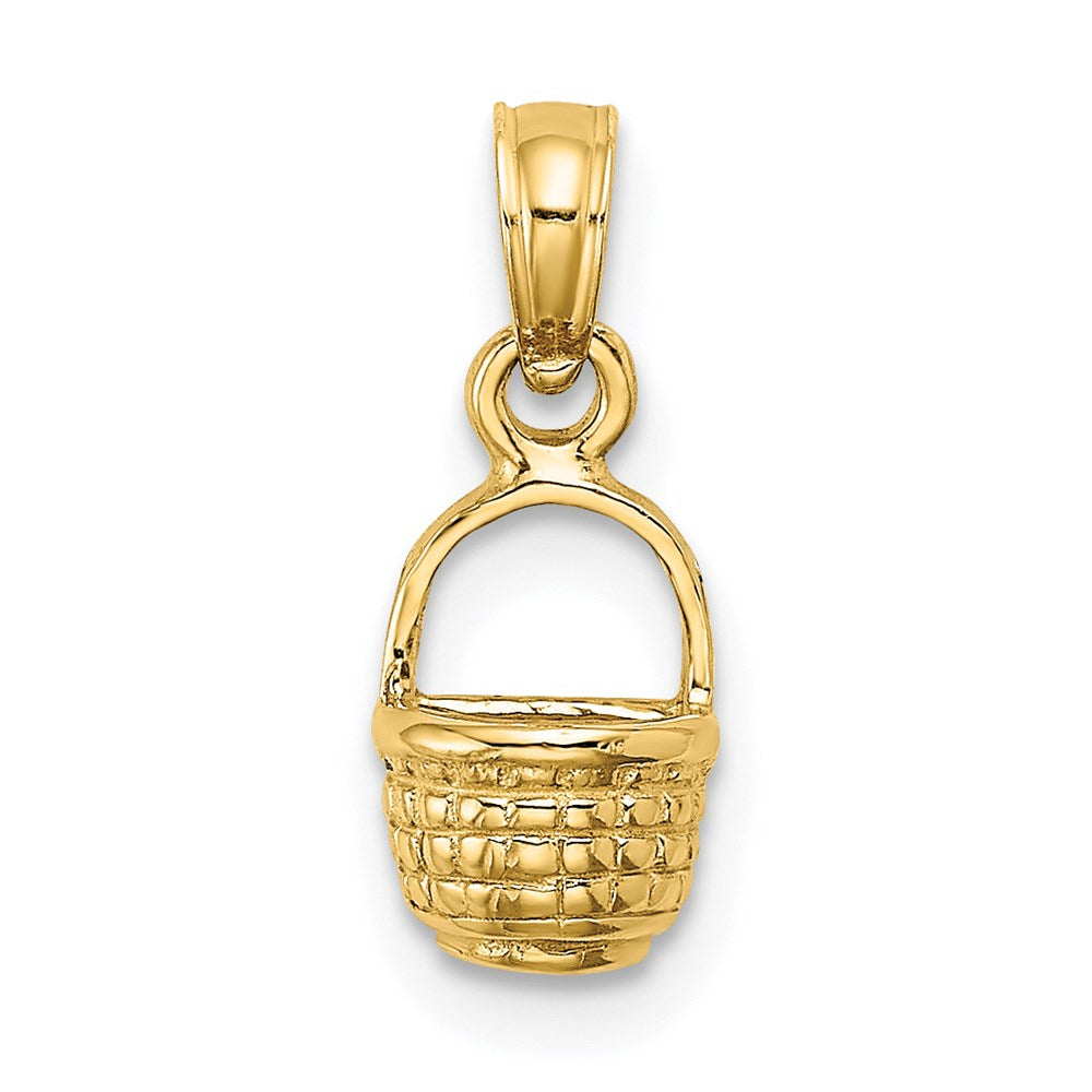 14K Gelbgold 2-d Flach Rückseite Mini Korb Charm