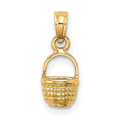14K Gelbgold 2-d Flach Rückseite Mini Korb Charm